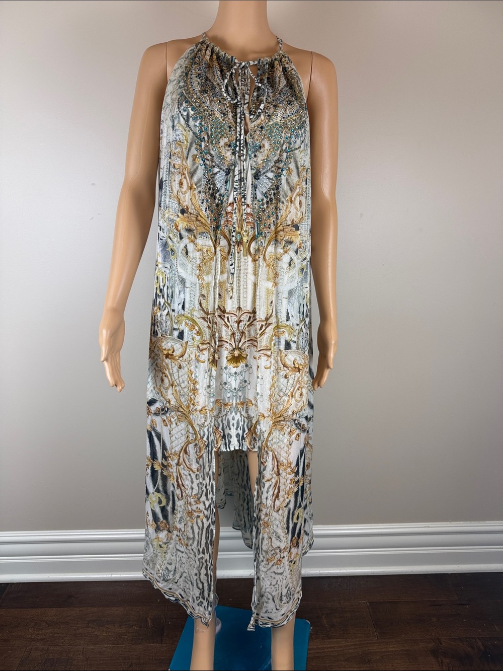 Camilla Gates of Glory Embellished Silk Overlay Midi Dress NWOT